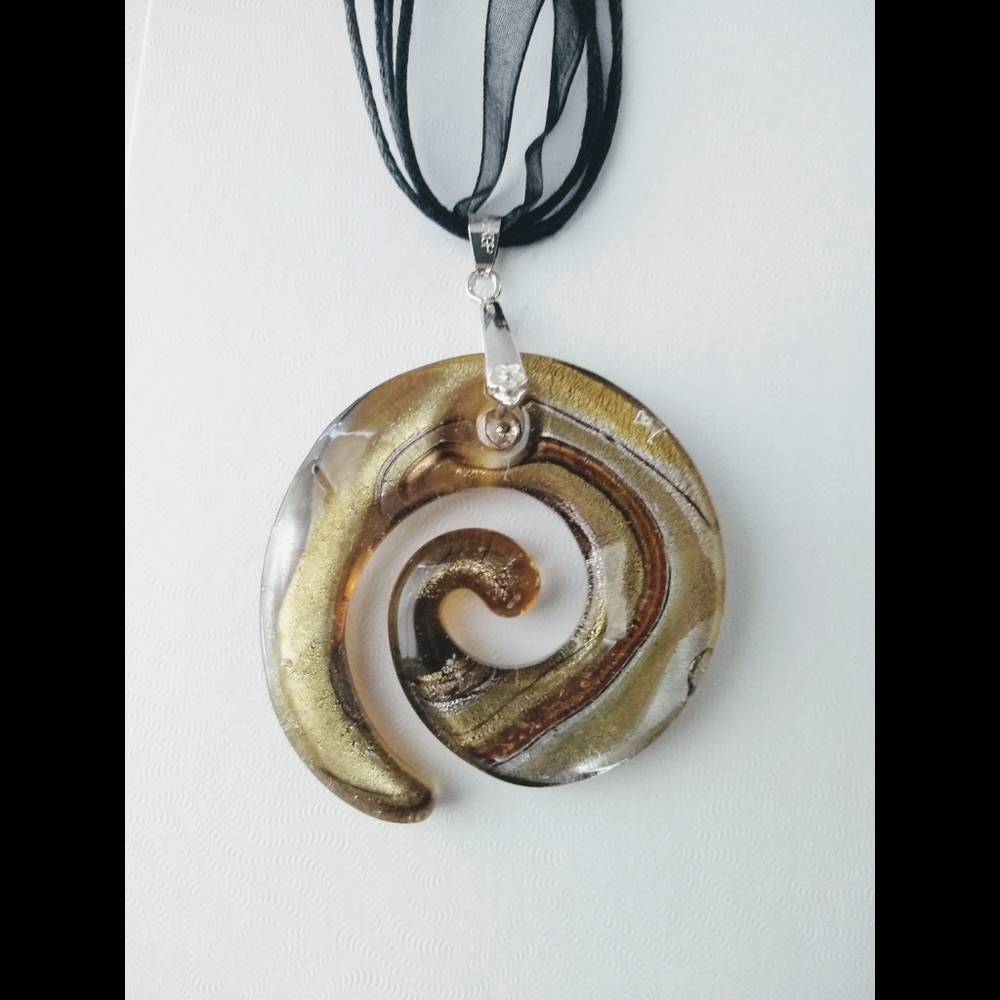 Handblown Murano Style Glass Pendant Necklace